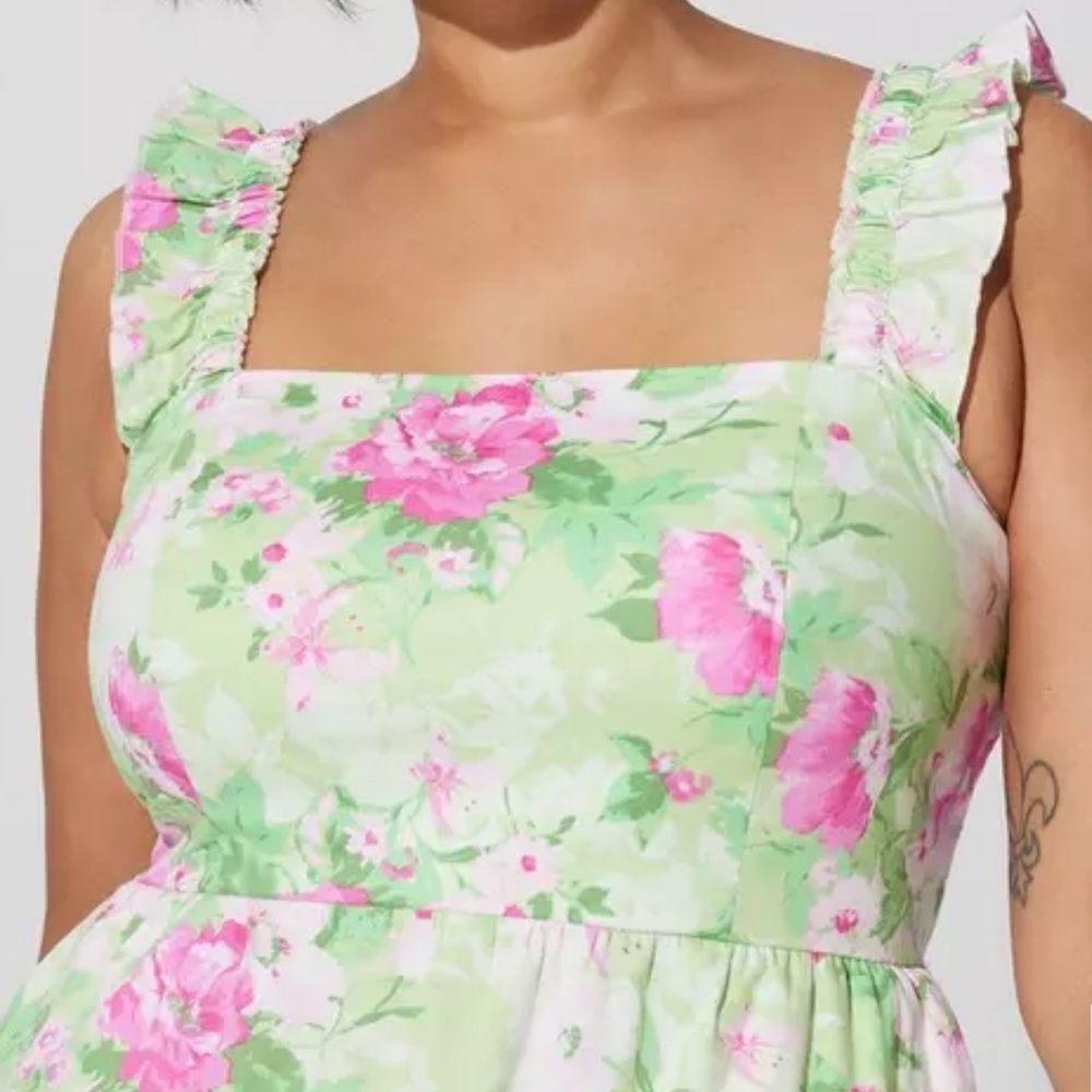 Torrid Mini Poplin Tiered Ruffle Strap Dress Size 5/5X/28 NWT - Picture 3 of 10